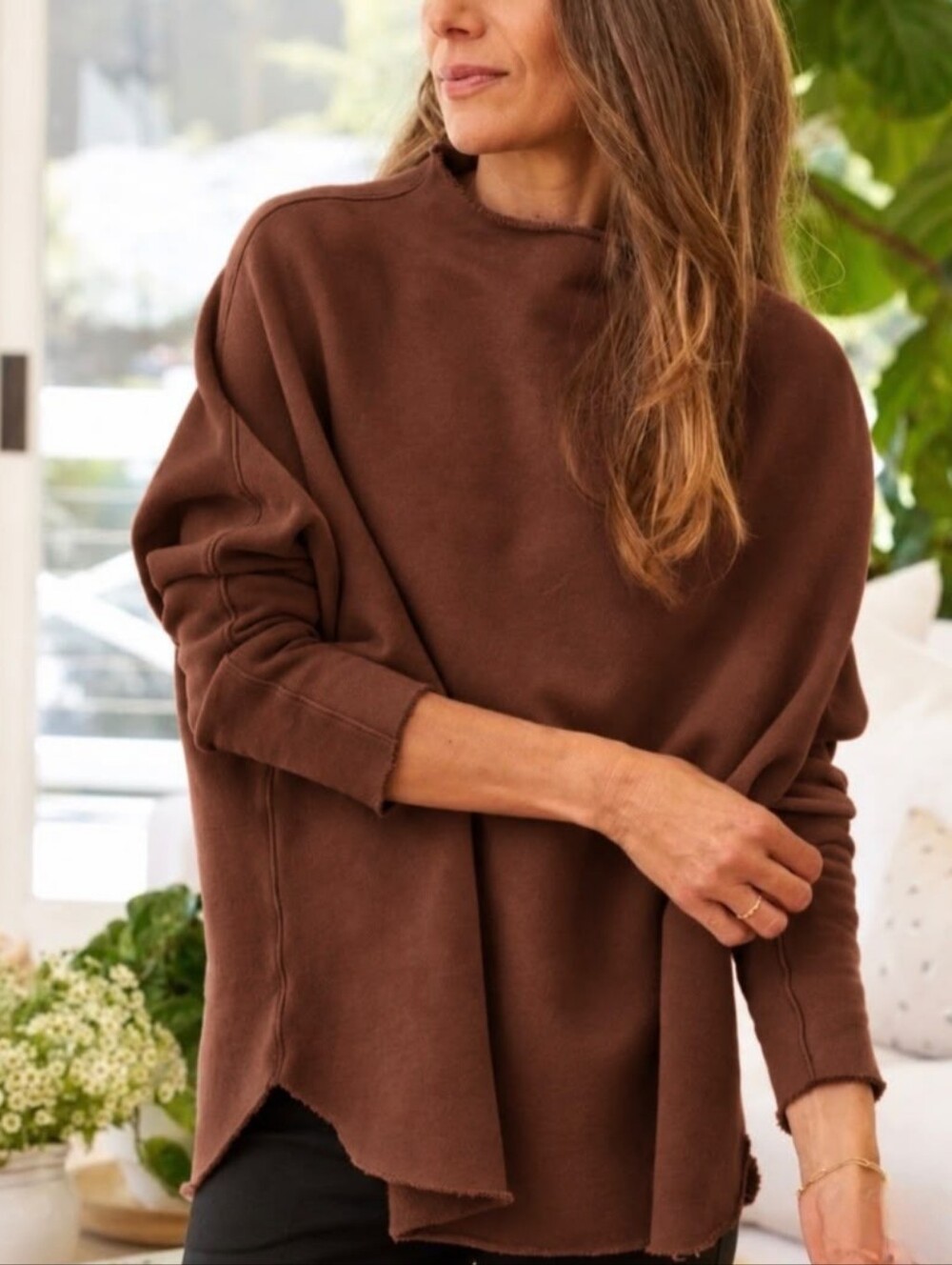 NWOT Frank & Eileen Effie Cinnamon Triple Fleece Funnel Neck Capelet